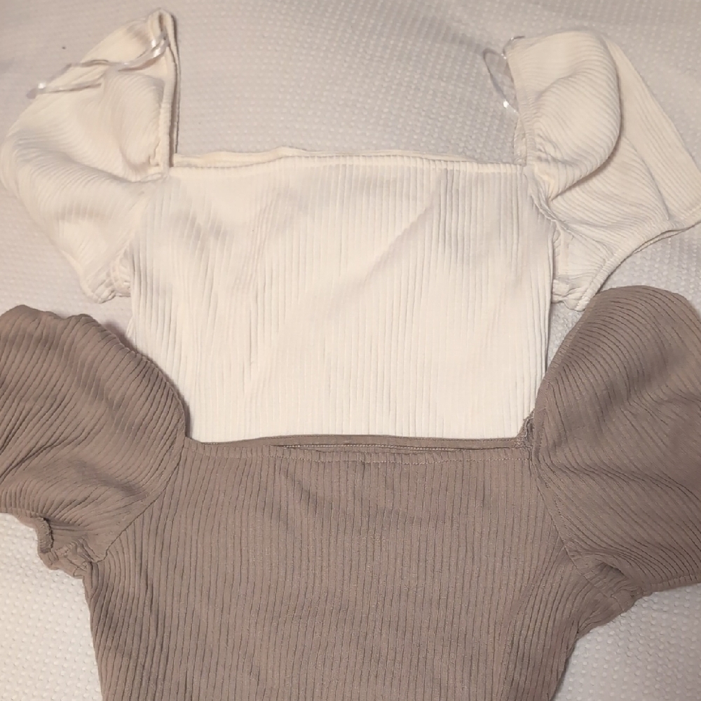 H&M Crop Tops - Cream and Tan